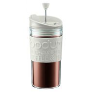 Bodum K11102-913 Travel Press Set Kaffeebereiter mit extra Trinkaufsatz 0,35l, cremeweiss