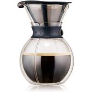 Bodum Pour Over Kaffeebereiter mit permanentfilter, Glas, Schwarz, 18 x 18 x 24 cm