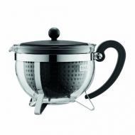 Bodum 1970-01-2 Chambord Teekanne, 1.3 L mit farbigem Plastikdeckel, Griff und Filter, schwarz