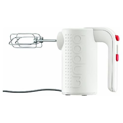  Bodum BISTRO Elektrischer Handmixer (Spuelmaschinengeeignetes Edelstahlzubehoer, 5-Geschwindigkeitsstufen) cremefarben