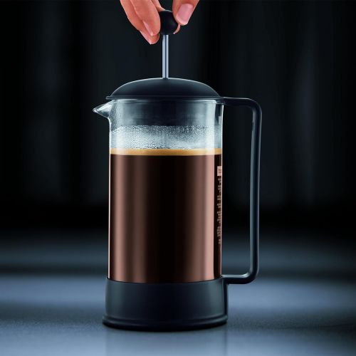  Bodum 1543-01 BRAZIL Kaffeebereiter (French Press System, Permanent Edelstahl-Filter, 0,35 liters) schwarz