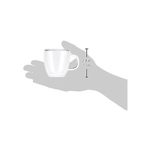  Bodum Bistro Doppelwandige Thermo-Glas Espressobecher fuer heisse und kalte Getranke transparent 2 Stueck verschiedene Groessen 0.45l, 15oz (4-Glasses) Klarglas