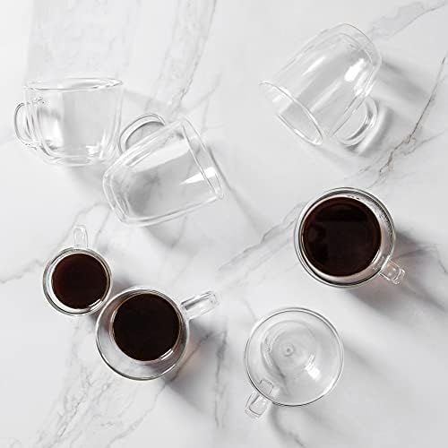  Bodum Bistro Doppelwandige Thermo-Glas Espressobecher fuer heisse und kalte Getranke transparent 2 Stueck verschiedene Groessen 0.45l, 15oz (4-Glasses) Klarglas
