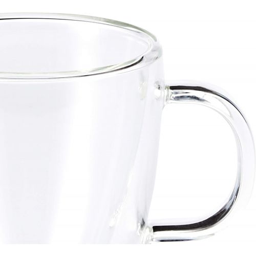  Bodum Bistro Doppelwandige Thermo-Glas Espressobecher fuer heisse und kalte Getranke transparent 2 Stueck verschiedene Groessen 0.45l, 15oz (4-Glasses) Klarglas