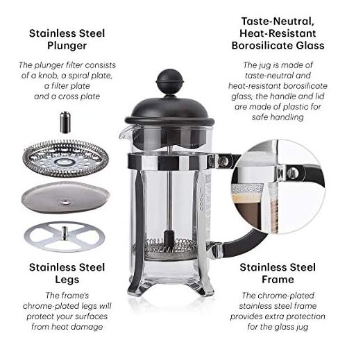  Bodum 1913-01 CAFFETTIERA Kaffeebereiter (French Press System, Permanent Edelstahlfilter, 0,35 liters) schwarz