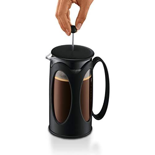  Bodum kenya Kaffeebereiter (French Press System, Permanent Edelstahl-Filter, 0,35 liters) schwarz