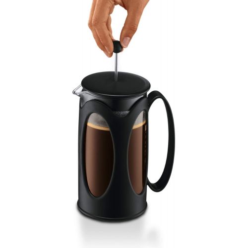  Bodum kenya Kaffeebereiter (French Press System, Permanent Edelstahl-Filter, 0,35 liters) schwarz