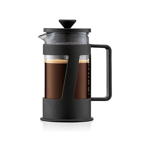  Bodum CREMA Kaffeebereiter (French Press System, Permanent Edelstahl-Filter, Sicherheits-Deckel, 0,35 liters) schwarz