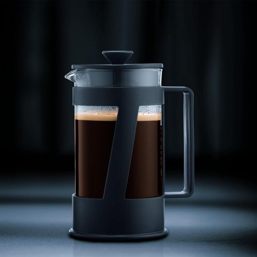  Bodum CREMA Kaffeebereiter (French Press System, Permanent Edelstahl-Filter, Sicherheits-Deckel, 0,35 liters) schwarz