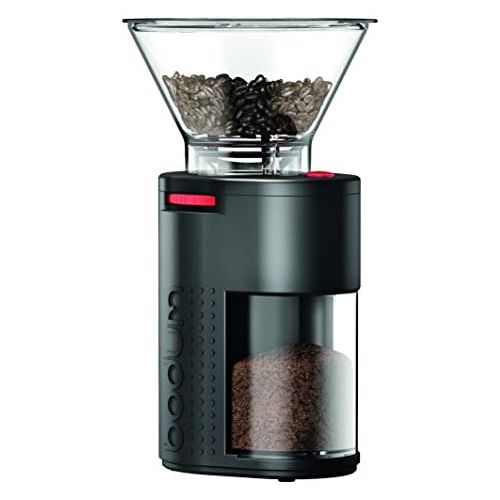  Bodum 11750-01EURO BISTRO Elektrische Kaffeemuehle mit Keramikmahlwerk, Edelstahl, Schwarz