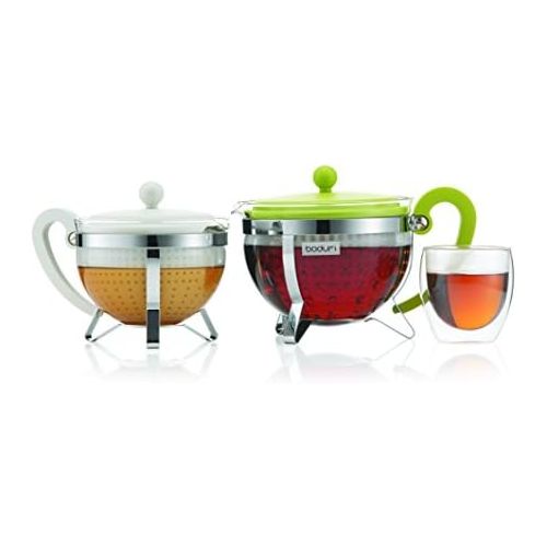  Bodum CHAMBORD Teekanne (Farbiger Plastikdeckel, Filter, Hitzebestandig, 1,0 liters) cremefarben