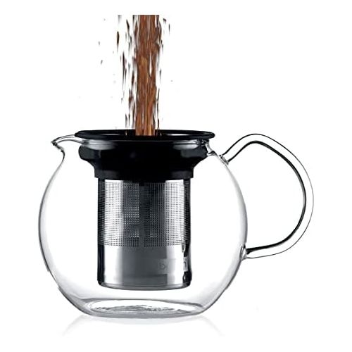  Bodum assam Teebereiter (French Press System, Permanent Edelstahlfilter, Glasgriff), 0,5 liters glanzend