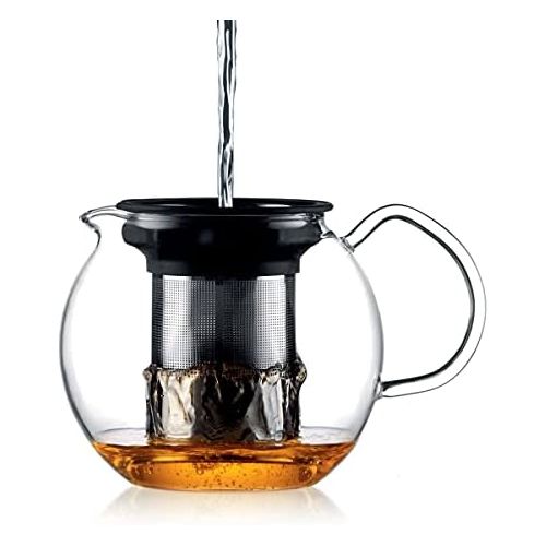  Bodum assam Teebereiter (French Press System, Permanent Edelstahlfilter, Glasgriff), 0,5 liters glanzend