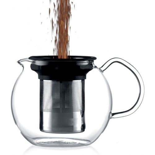  Bodum assam Teebereiter (French Press System, Permanent Edelstahlfilter, Glasgriff), 0,5 liters glanzend