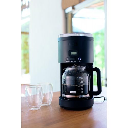  Bodum 11754-01CA Bistro Maker Programmable Coffee Machine with Borosilicate Glass Carafe, 12 Cup, 51 oz, Black