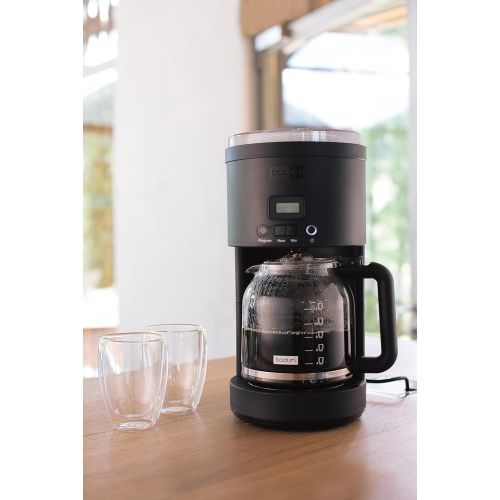  Bodum 11754-01CA Bistro Maker Programmable Coffee Machine with Borosilicate Glass Carafe, 12 Cup, 51 oz, Black