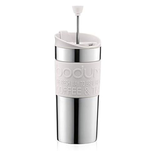  Bodum TRAVEL PRESS Kaffeebereiter (French Press System, Doppelwandig, 0,35 liters) cremefarben