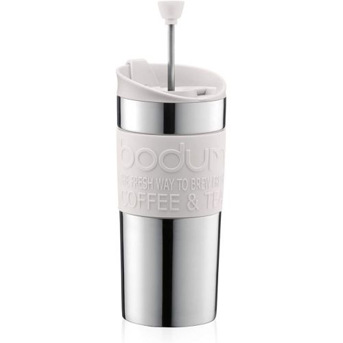  Bodum TRAVEL PRESS Kaffeebereiter (French Press System, Doppelwandig, 0,35 liters) cremefarben