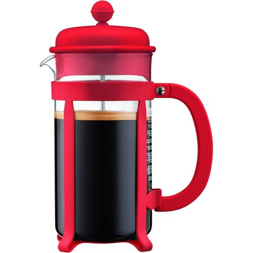  Bodum Java Kaffeebereiter 8 Tassen, Glas, Rot, 10.6 x 17.1 x 24.5 cm