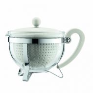 [아마존베스트]Bodum 1975-913-2 Chambord Teekanne, 1 L mit farbigem Plastikdeckel, Griff und Filter, creme