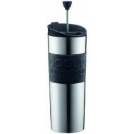 Bodum Travel Press, Stainless Steel Travel Coffee and Tea Press, 15 Ounce, .45 Liter, Black