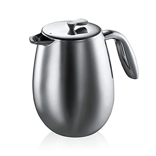  Bodum COLUMBIA Coffee Maker, Thermal French Press Coffee Maker, Stainless Steel, 51 Ounce (12 Cup)