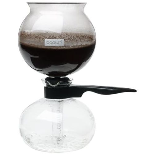  Bodum PEBO Coffee Maker, Vacuum Coffee Maker, Siphon Coffee Brewer,Slow Brew, Bold Flavor, Made in Europe, Black, 8 cup, 1 liter, 34 Ounces