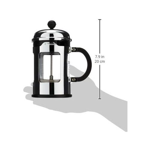  Bodum Chambord 4 Cup French Press Coffee Maker with Locking Lid Stainless Steel, 17-Ounce