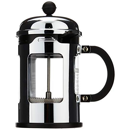  Bodum Chambord 4 Cup French Press Coffee Maker with Locking Lid Stainless Steel, 17-Ounce