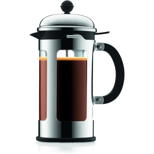  Bodum Chambord 4 Cup French Press Coffee Maker with Locking Lid Stainless Steel, 17-Ounce