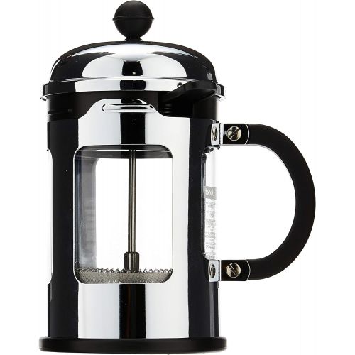  Bodum Chambord 4 Cup French Press Coffee Maker with Locking Lid Stainless Steel, 17-Ounce