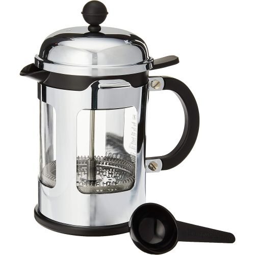  Bodum Chambord 4 Cup French Press Coffee Maker with Locking Lid Stainless Steel, 17-Ounce