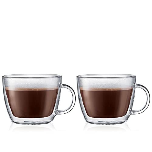  Bodum Bistro 2 Piece double wall 0.45 L 15 oz Cafe Latte Cup, Clear