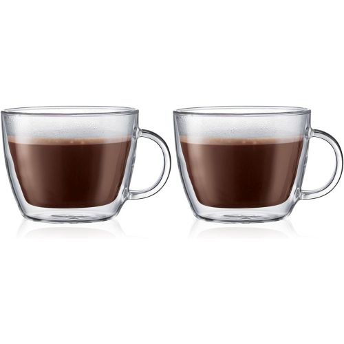  Bodum Bistro 2 Piece double wall 0.45 L 15 oz Cafe Latte Cup, Clear