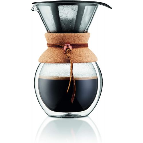  BODUM 11682-109 Pour Over Coffee Maker Grip, 8 Cup, 34 Ounce, Double Wall Cork