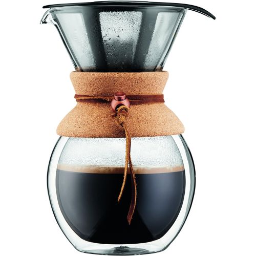  BODUM 11682-109 Pour Over Coffee Maker Grip, 8 Cup, 34 Ounce, Double Wall Cork