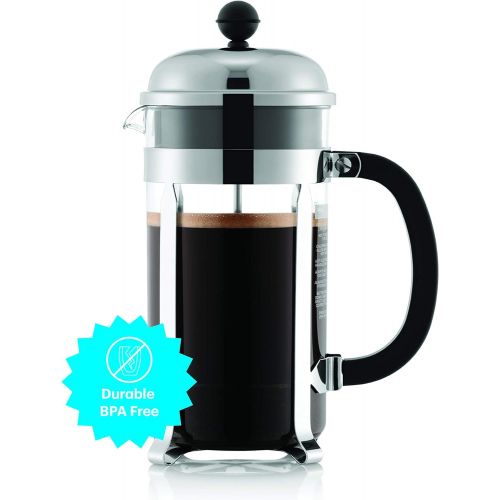  Bodum Chambord French Press Coffee Maker with Shatterproof Carafe, 34 Ounce, Chrome