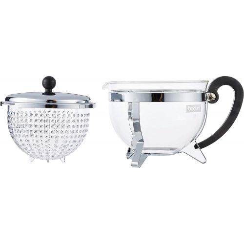  Bodum K11143161Chambord Tea Set with Rechaud 1.5L and 2Pack of Double Wall Glasses Pavina 0.35Litre Tea Maker with Layered16.8x 23.1x 22.3&