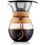 Bodum 11571-109 Pour Over Coffee Maker with Permanent Filter, Glass, 34 Ounce, 1 Liter, Cork Band