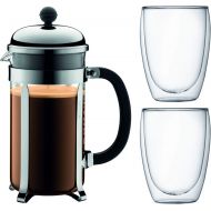 Bodum Chambord K1928-16-1 Cafetiere Set with 8 Cups 1.0 L + 2 Double-Walled Glasses 0.35 L