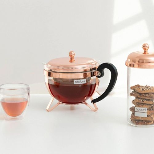  Bodum Chambord Copper Classic Teapot, 44 ounce