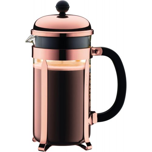  Bodum - 3 Piece French Press Set - Chambord 8 Cup French Press in Copper & 2 Double Wall Pavina Glasses 0.35l