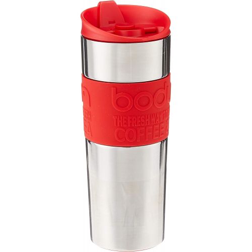  Bodum 11057-294BUS Travel Press Coffee and Tea Press, Stainless Steel Insulated Travel Press, 15 Ounce, Red