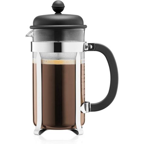  Bodum Caffettiera French Press Coffee Maker, Black Plastic Lid and Stainless Steel Frame, 8-Cup, 34-Ounce