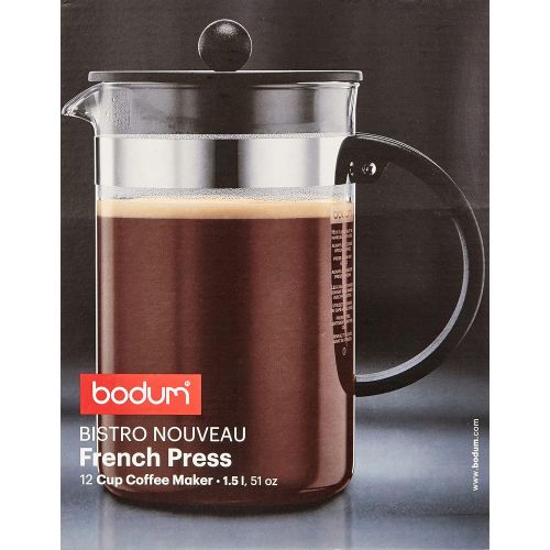  Bodum Bistro Nouveau French Press Coffee Maker, 12 Cup, 51-Ounce