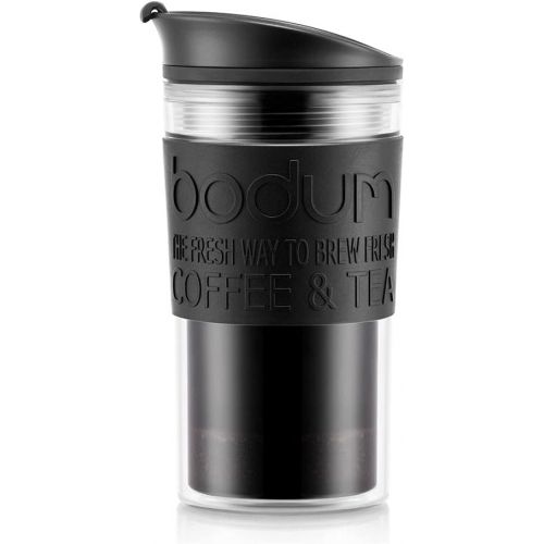  Bodum K11102-01 Travel Press Set Coffee Maker with Extra Lid, 12 oz, Black