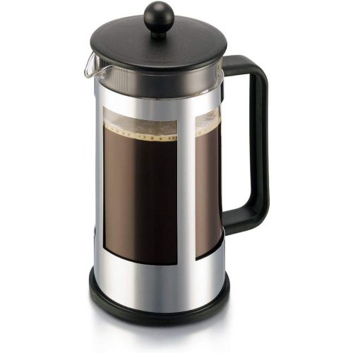  Bodum Kenya 8-Cup French Press Coffee Maker, 34-Ounce, Stainless Steel, Black