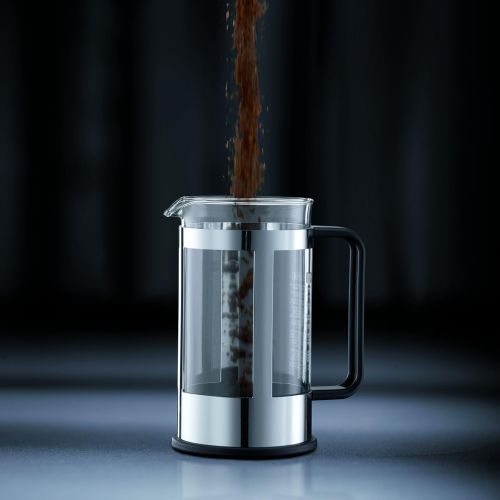  Bodum Kenya 8-Cup French Press Coffee Maker, 34-Ounce, Stainless Steel, Black