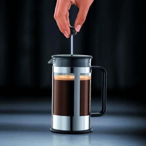  Bodum Kenya 8-Cup French Press Coffee Maker, 34-Ounce, Stainless Steel, Black