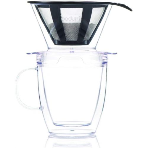  [아마존베스트]Bodum Pour Over Coffee Dripper Set With Double Wall Mug and Permanent Filter, 12 Ounce, Clear